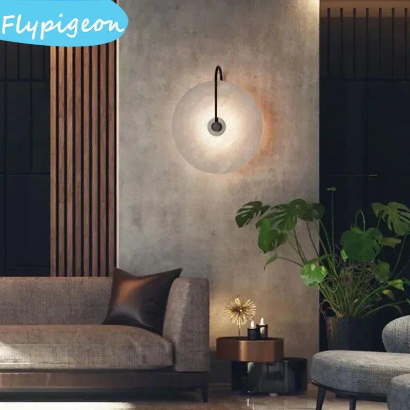 White LED Wall Lamp, Stone Design, Indoor Lighting