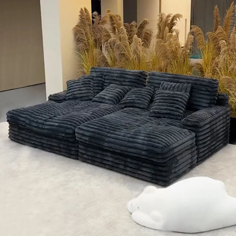 Thick Striped Cloud Velvet Villa Large Sofa Bed, Customizable