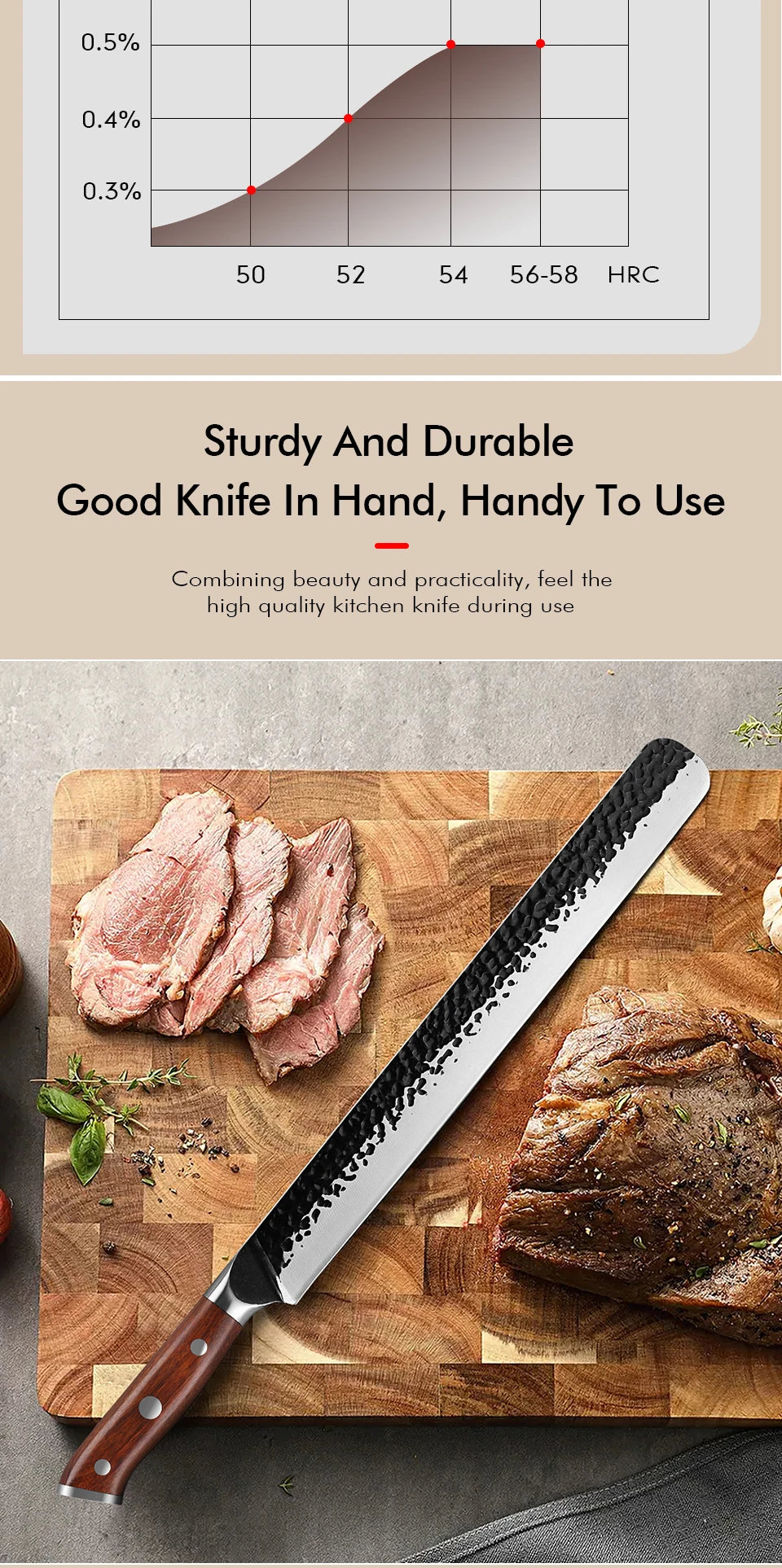 Japanese Hand Forged Slicing Knife Stainless Steel