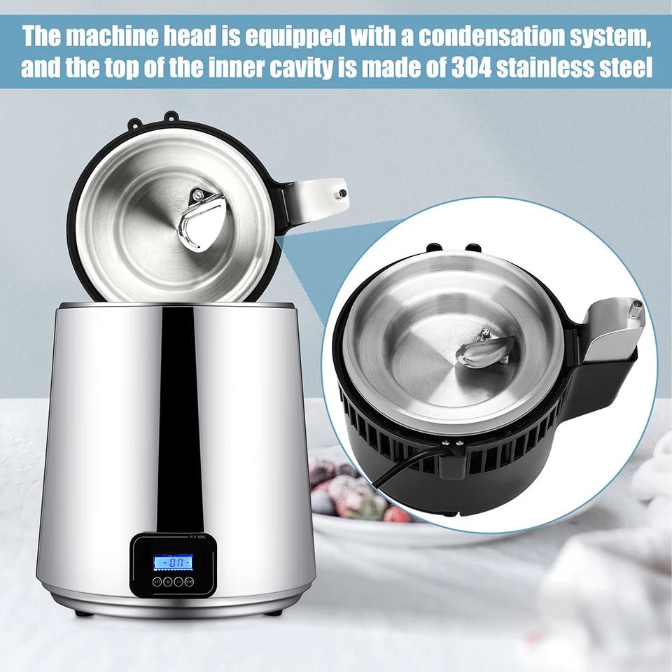 4L Water Distiller, Stainless Steel, Outlet Glass Container