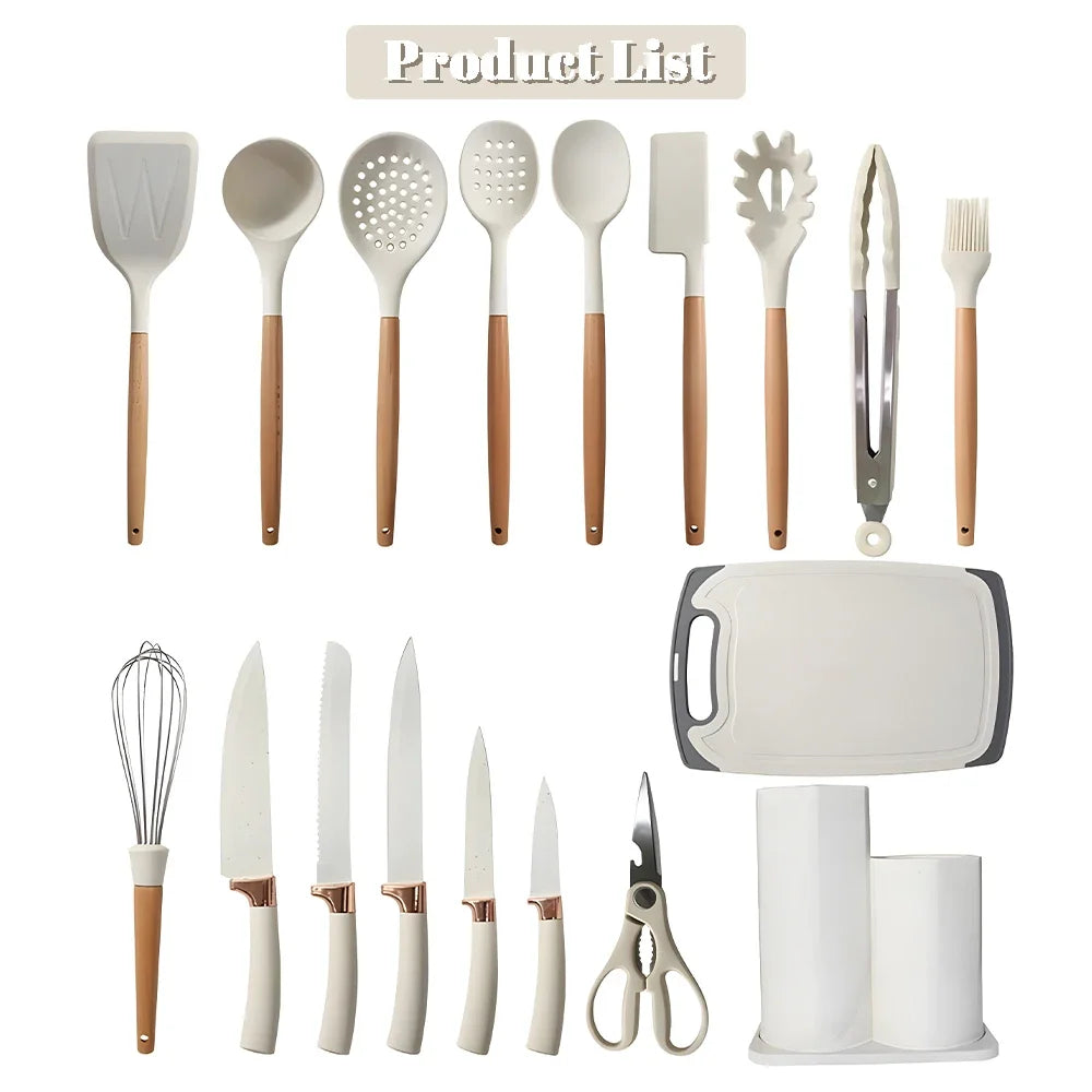 Heat Resistant Silicone Knives, Soup Spoon, Scissors, Peeler