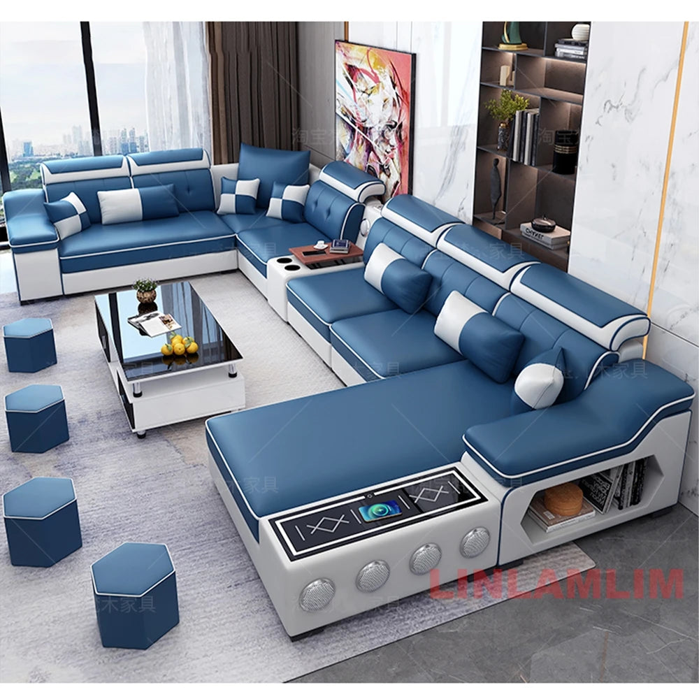 Sectional Sofa, Bluetooth Speakers, USB Charging Ports