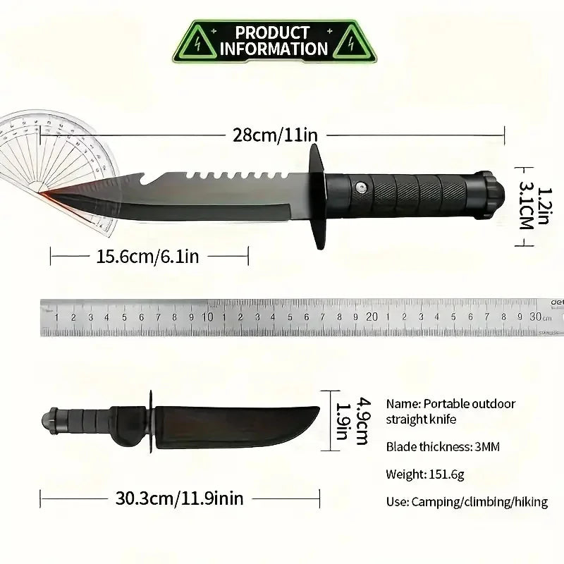 Straight Blade Knife All-Steel Handle, Nylon Grip