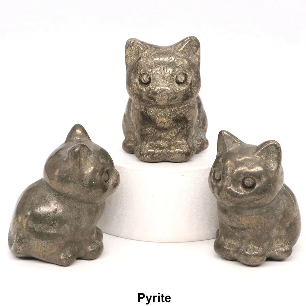 1.2" Mini Hand Carved Animal Kitty Figurine