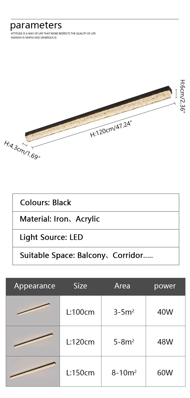 Ceiling Light Long Lamp, Dressing Room, Foyer