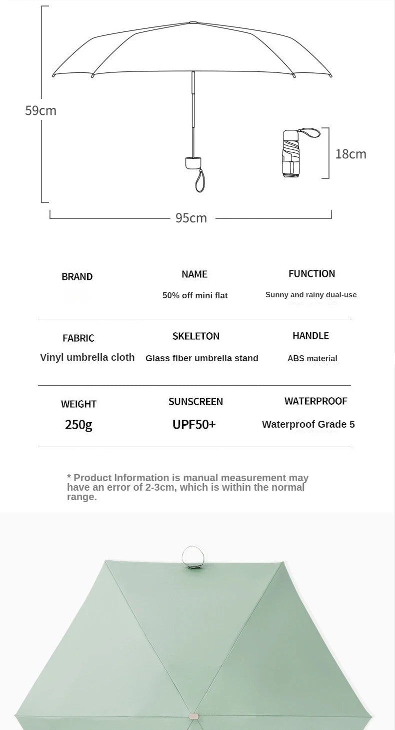 Mini 55% Off Sun Umbrella Small Pocket Rain Umbrella Vinyl Folding UV Ultraviolet Protection Sun Shade Pocket Parasol Capsule