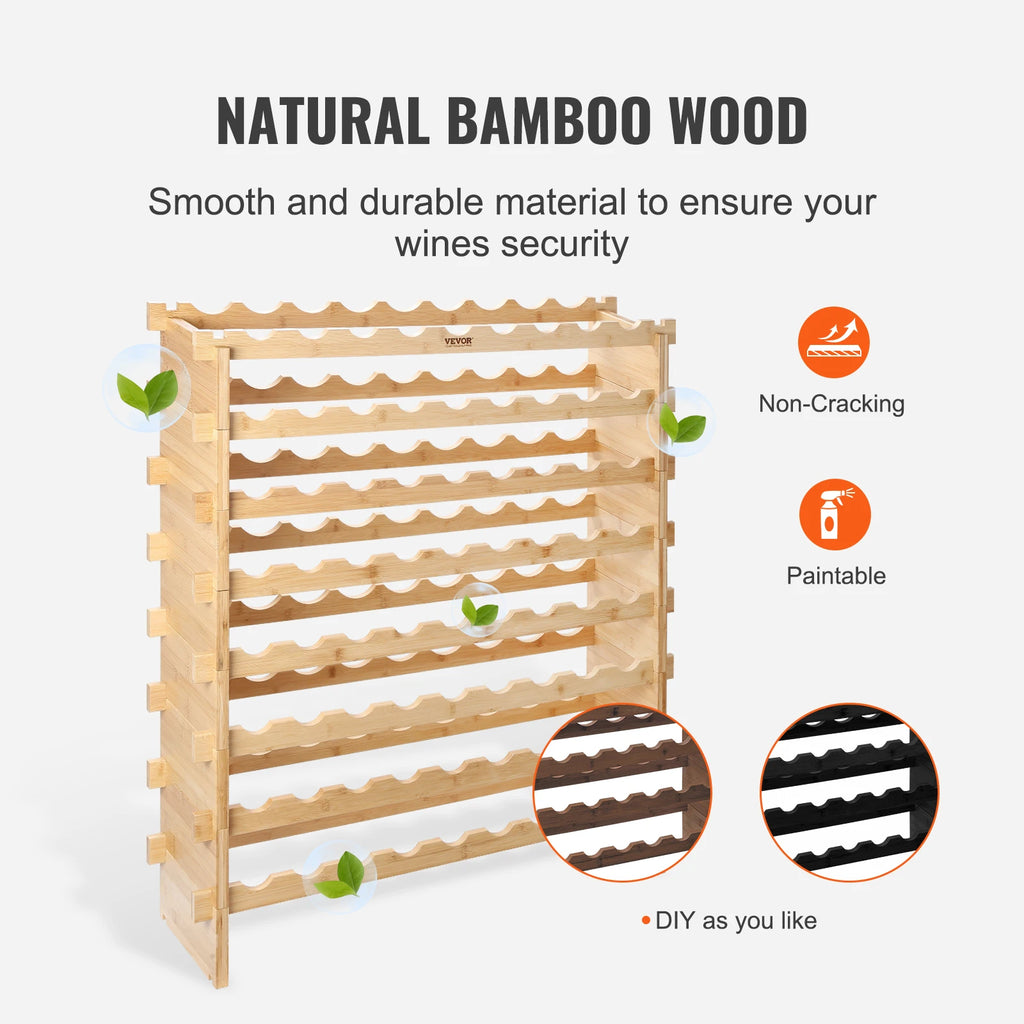 Free Standing Wine Storage Rack, Bamboo