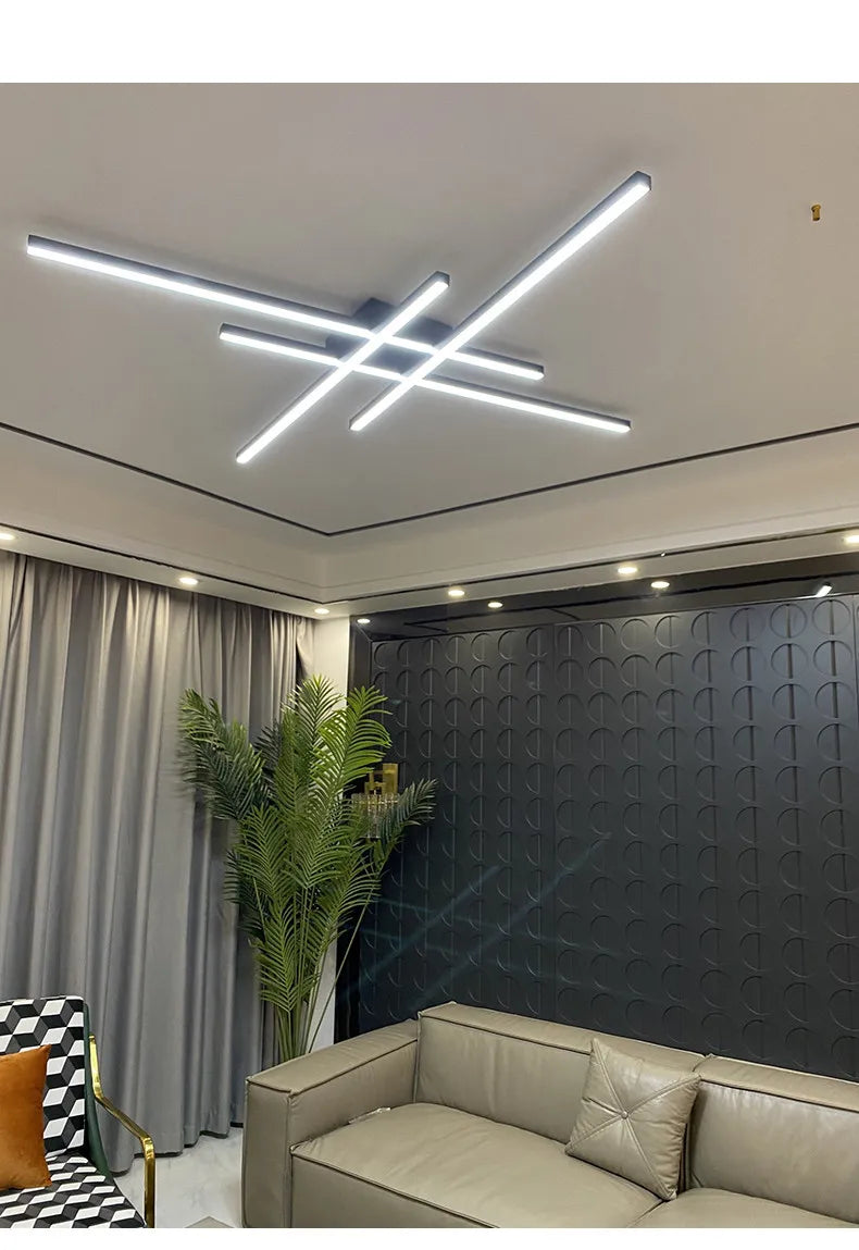square led ceiling lamp, strip lights, black, white