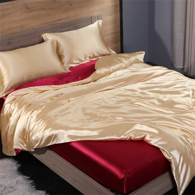 Satin Bedding Set, Duvet Cover, Sheets, Pillowcases