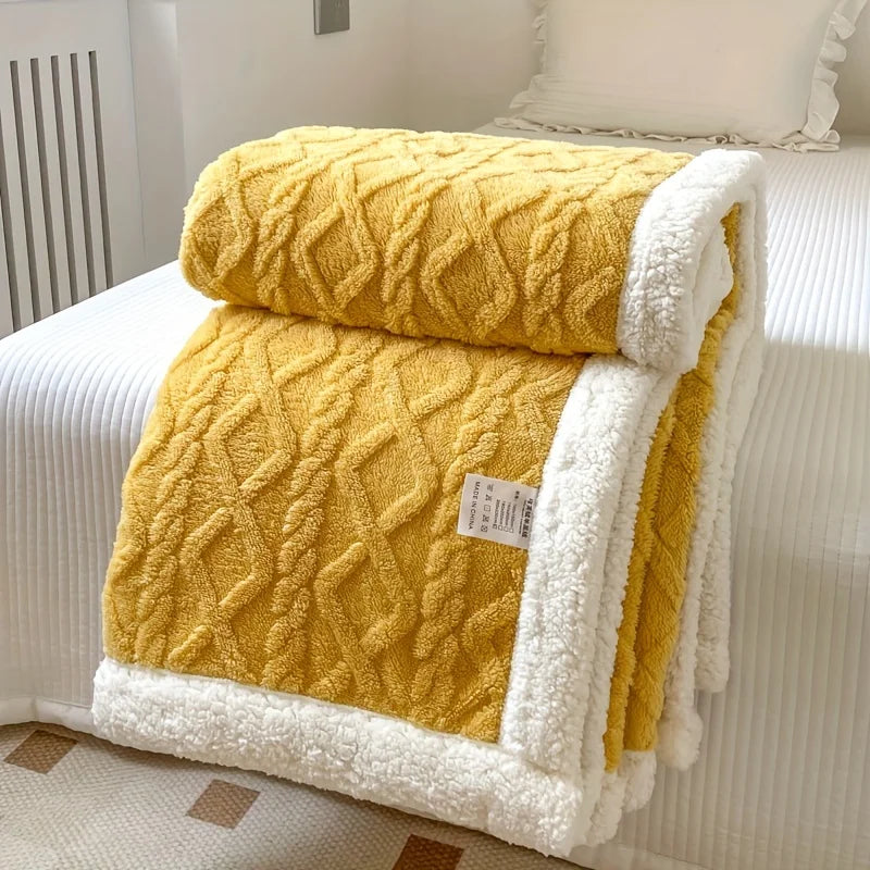 Double-Sided Lamb Wool Blanket, Various Colors, Sizes