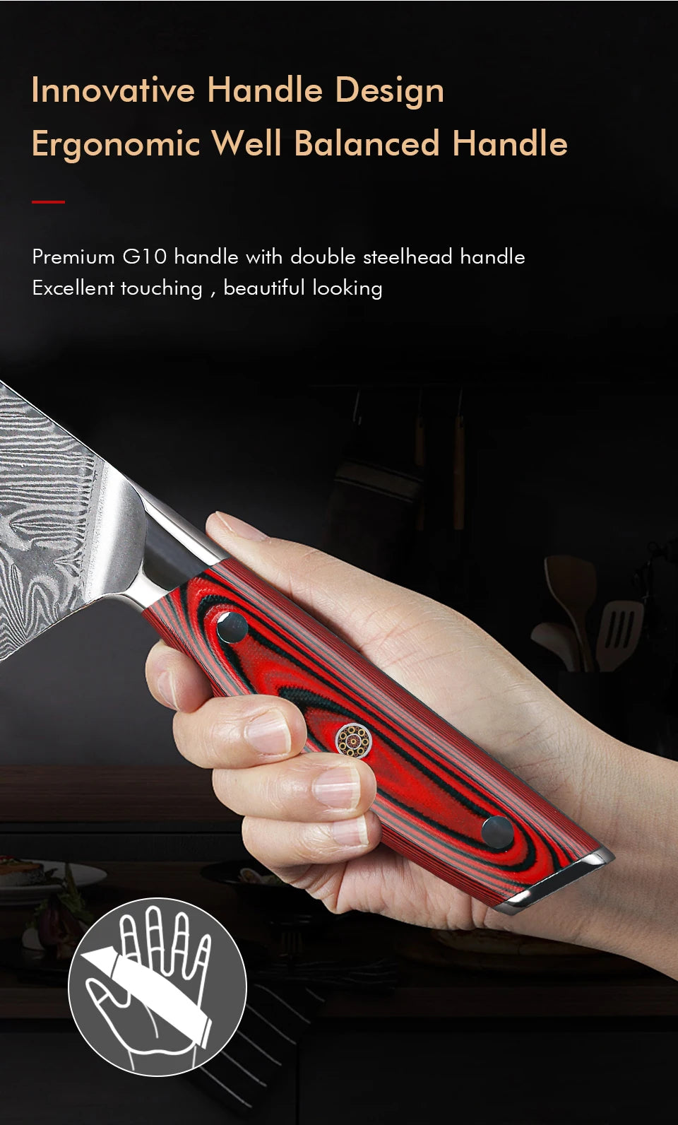 7 Inch Japanese Santoku Knife 67 Layer Damascus Steel