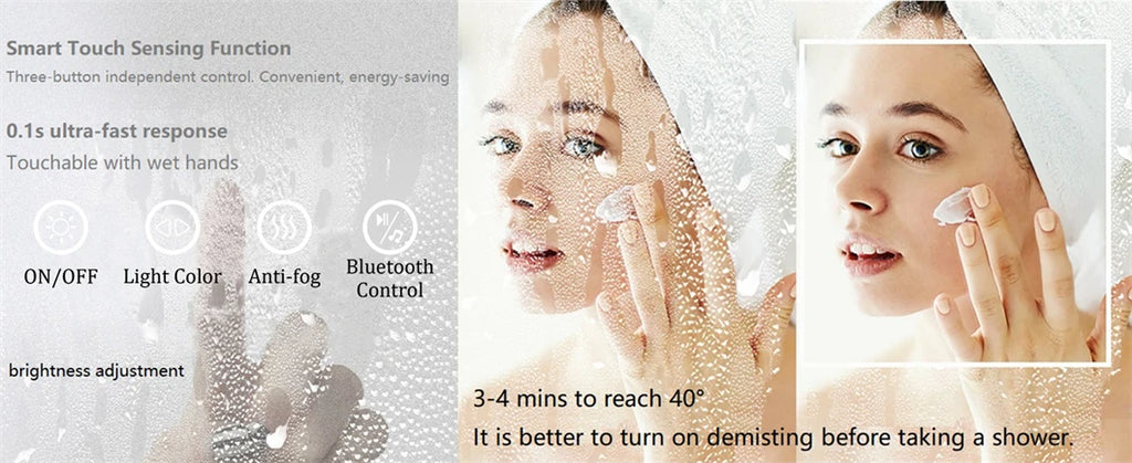 Rectangle Wall Mount Lighted Mirror, Anti-Fog