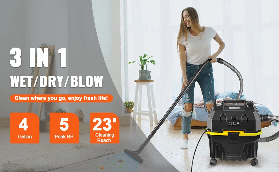 Portable Wet, Dry Vacuum Cleaner, 15L, 1200W