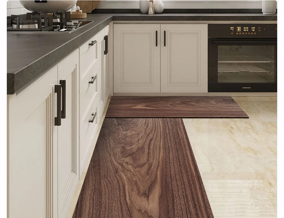 Waterproof Floor Mat Brown Imitation Wood Grain