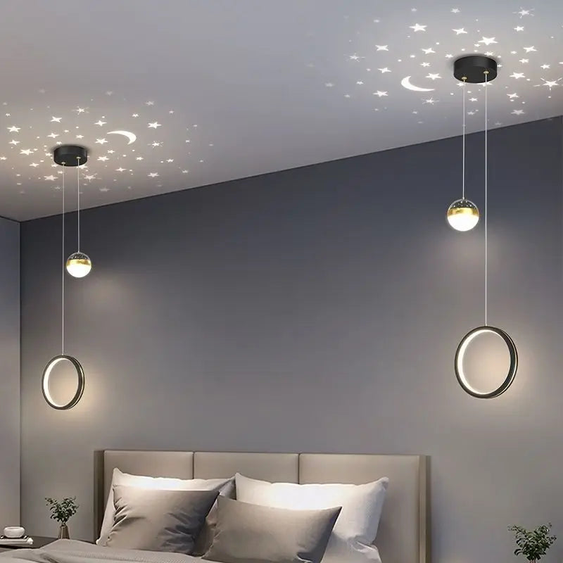 Starry Sky Projection Style Circular Led Pendant Light