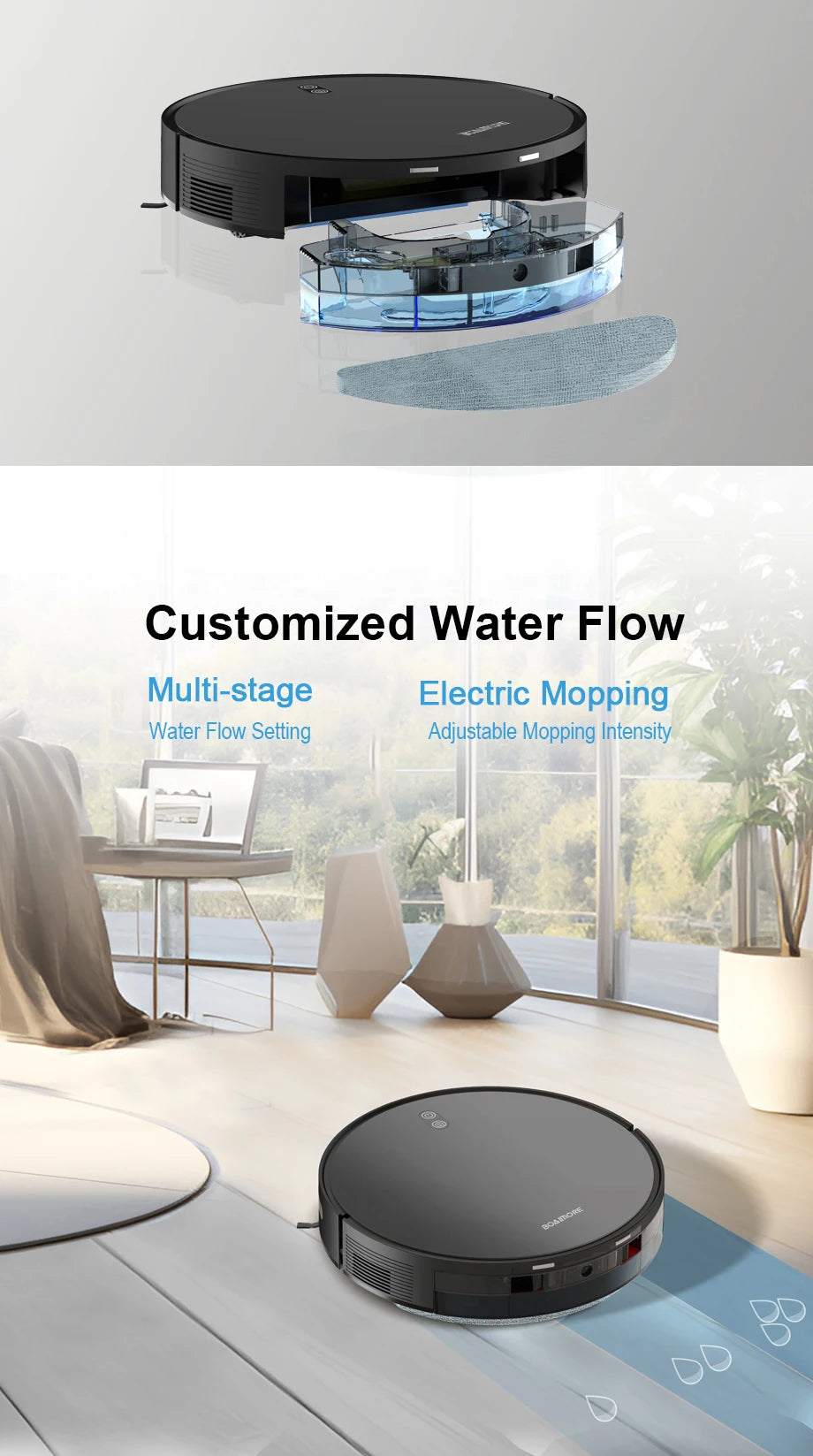 Robot Vacuum Cleaner, Mop, WiFi/Voice, Auto-Recharge