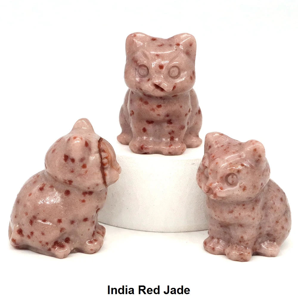 1.2" Mini Hand Carved Animal Kitty Figurine