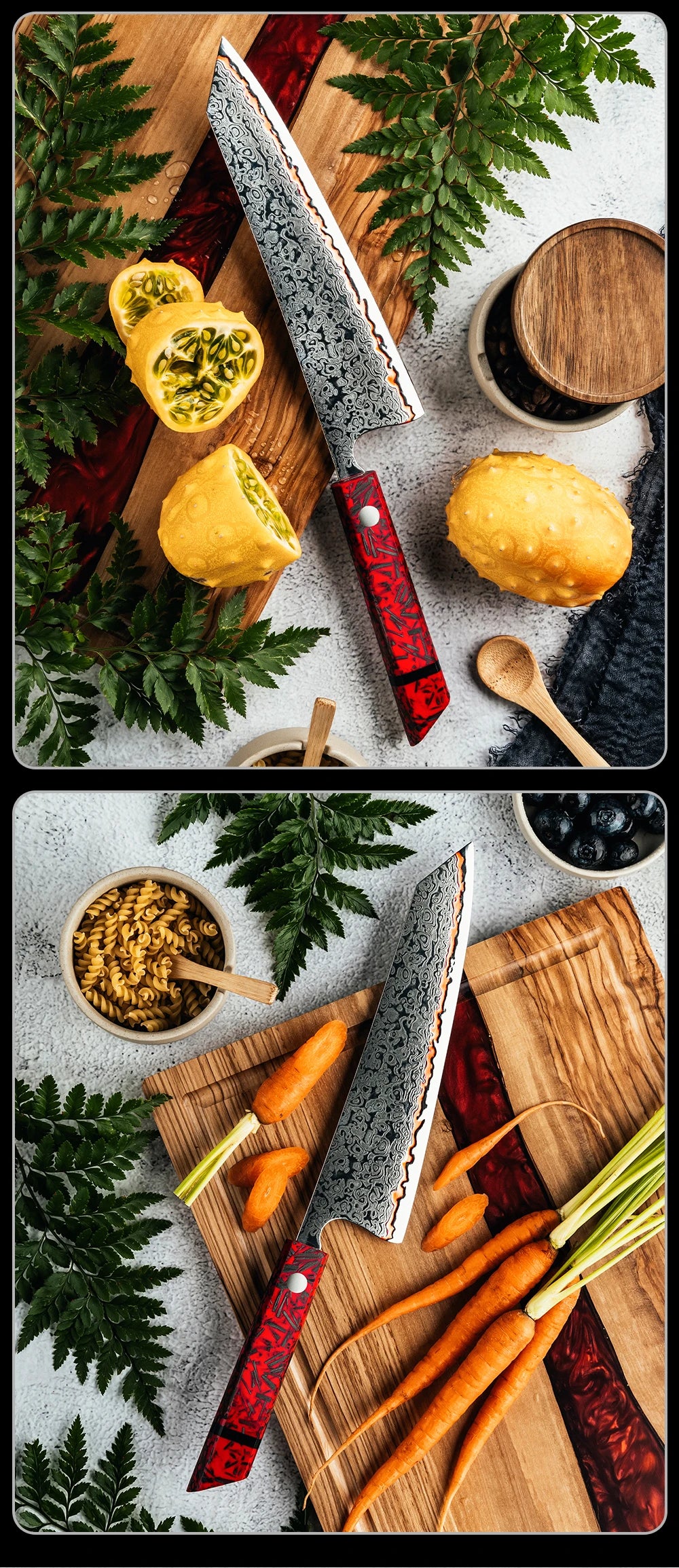 8 Inch Knife 55 Layers Copper Damascus Steel