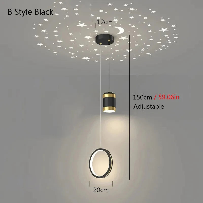 Starry Sky Projection Style Circular Led Pendant Light
