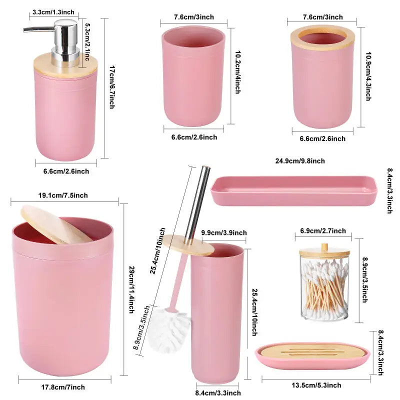 5 pcs/ 9 PCS Bathroom Accessories Set,   with Trash Can, Soap Dispenser and Toothbrush Holder