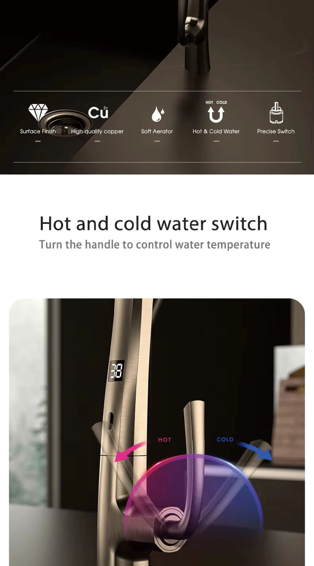 Kitchen Faucet, 3-Function Spray, Touchless, Multiple Finishes