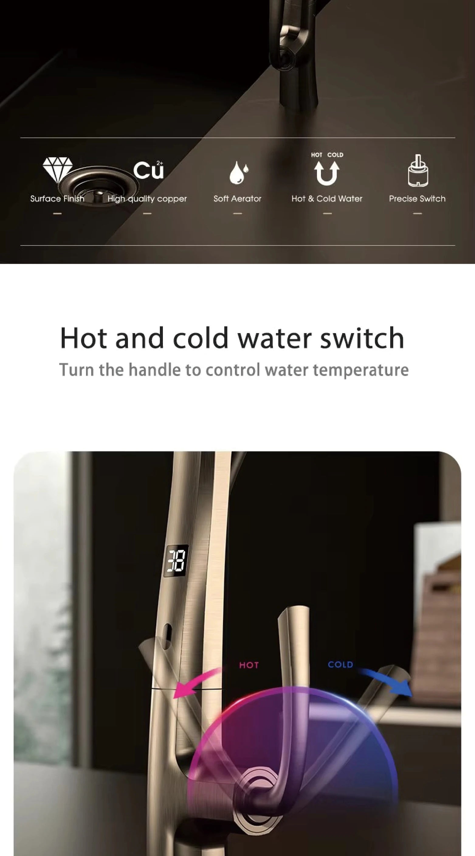 Kitchen Faucet, 3-Function Spray, Touchless, Multiple Finishes