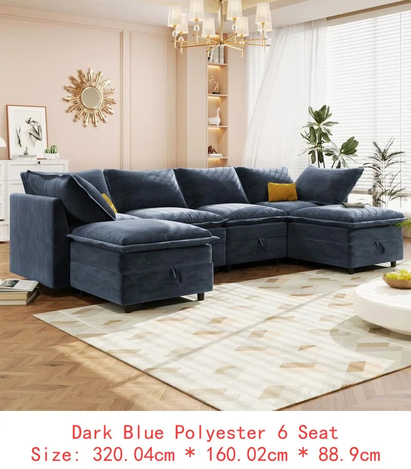 6-Piece Modular Sofa Bed with Storage