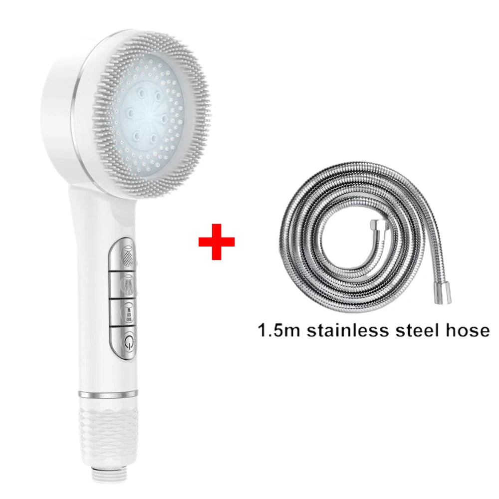 4 Modes Shower Head, Silicone Brush, High Pressure, Filter