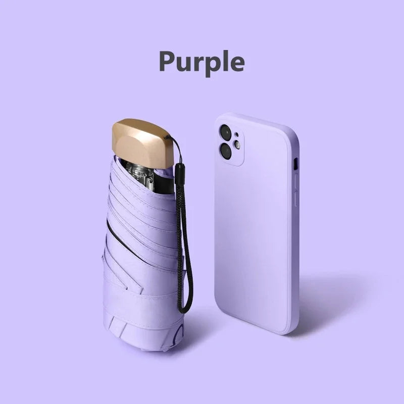 Mini 55% Off Sun Umbrella Small Pocket Rain Umbrella Vinyl Folding UV Ultraviolet Protection Sun Shade Pocket Parasol Capsule