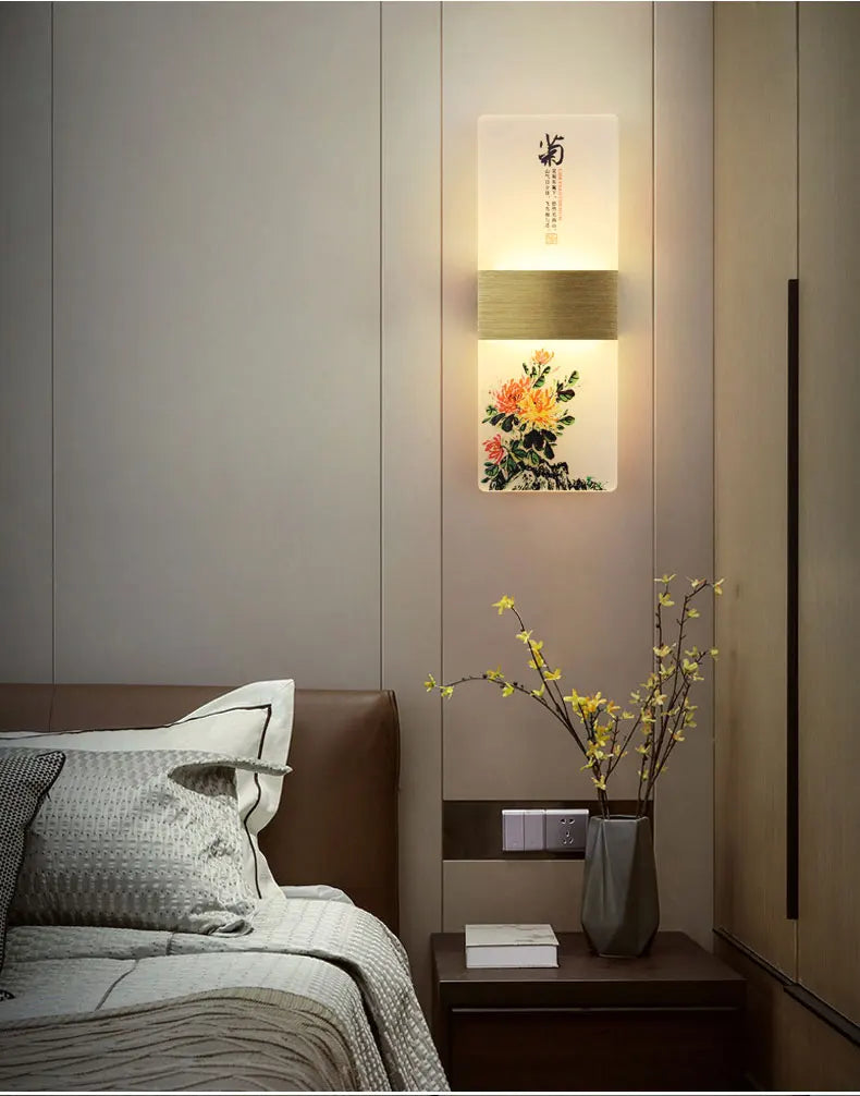 6W 10W LED Chinese Style Printing Wall Light