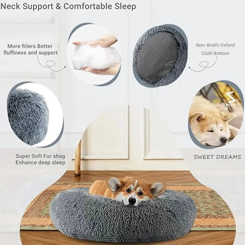40-60cm. Round Pet Bed, Small Dog, Cat, Washable