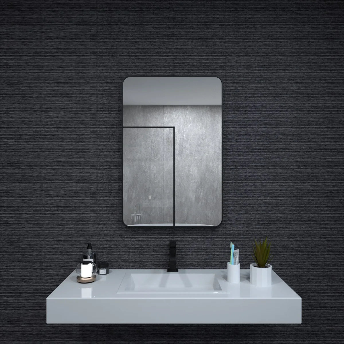 Matte Black Rectangle Wall Mirror