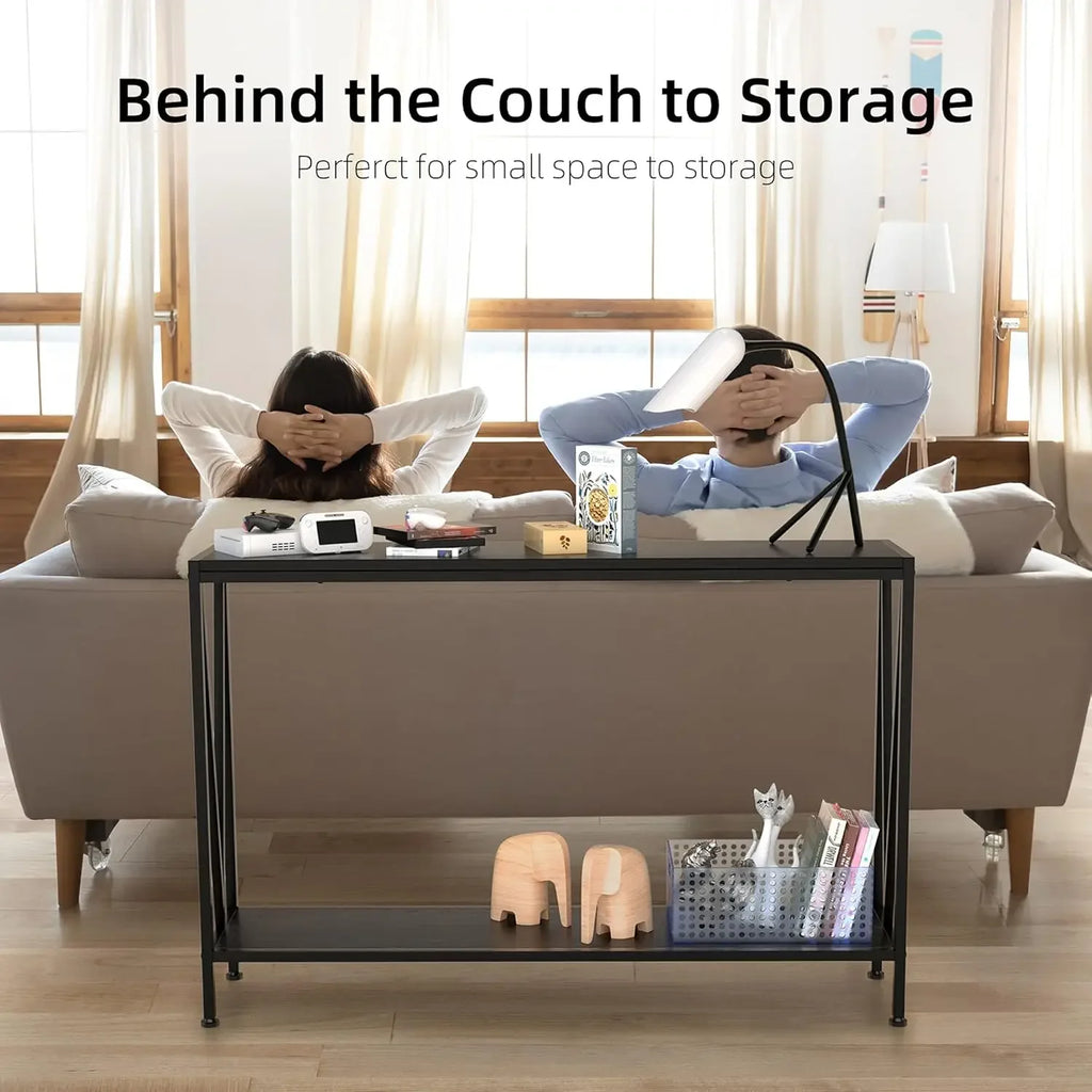 2-Tier Narrow Console Sofa Side Table