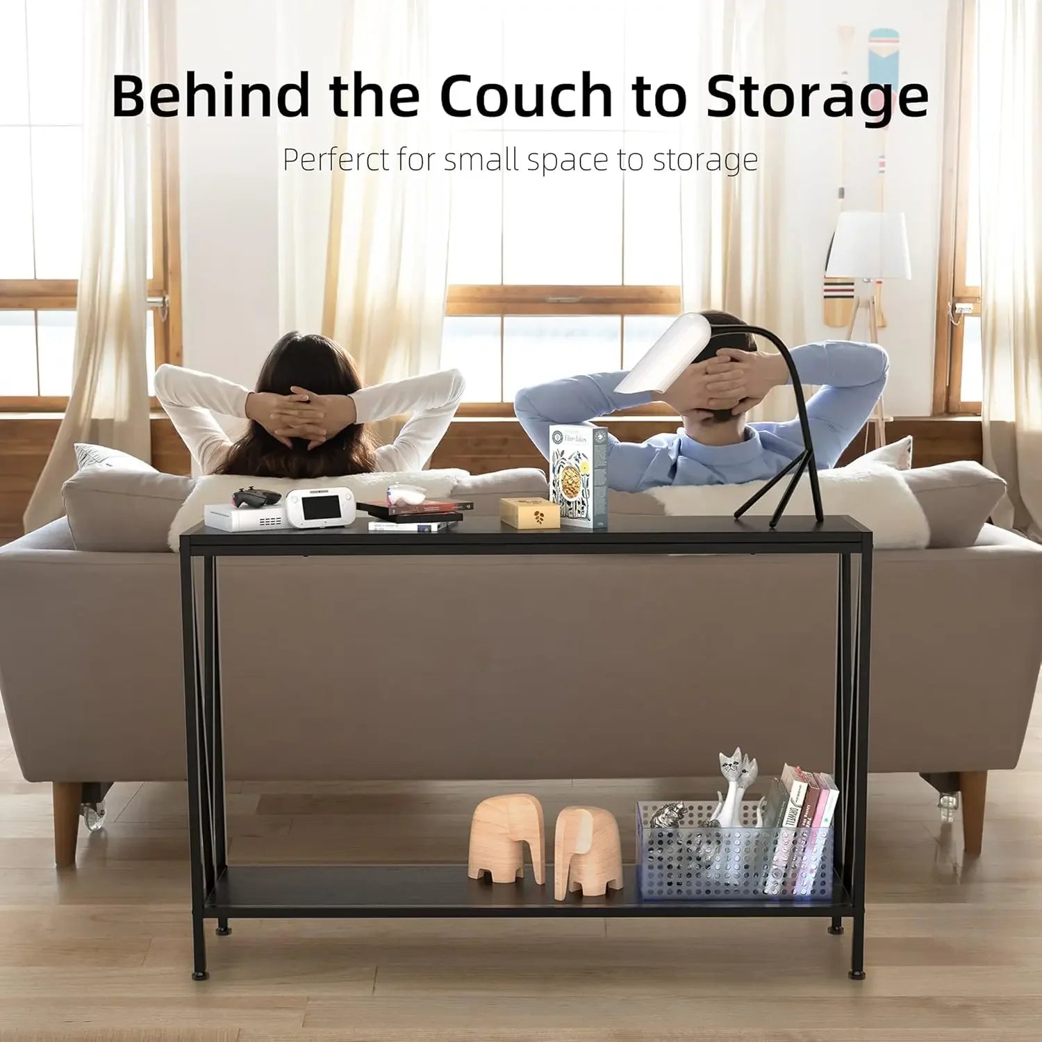 2-Tier Narrow Console Sofa Side Table