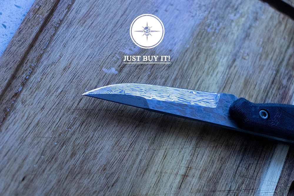 Damascus Steel, Wood Handle Fixed Blade Knife