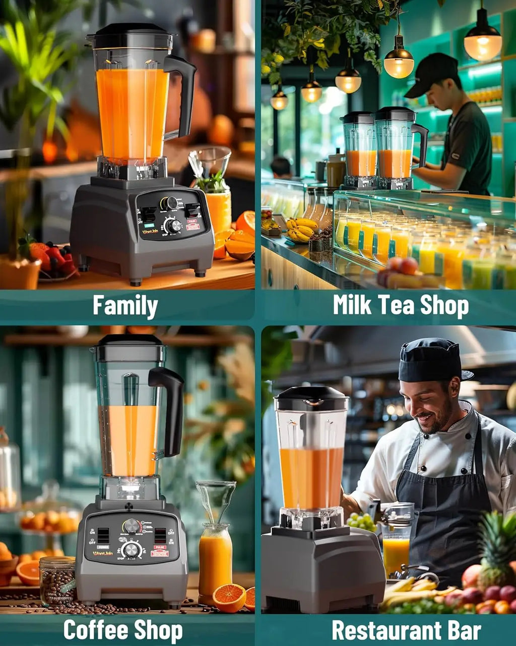 Commercial Blender Max 1800W High Power with Timer