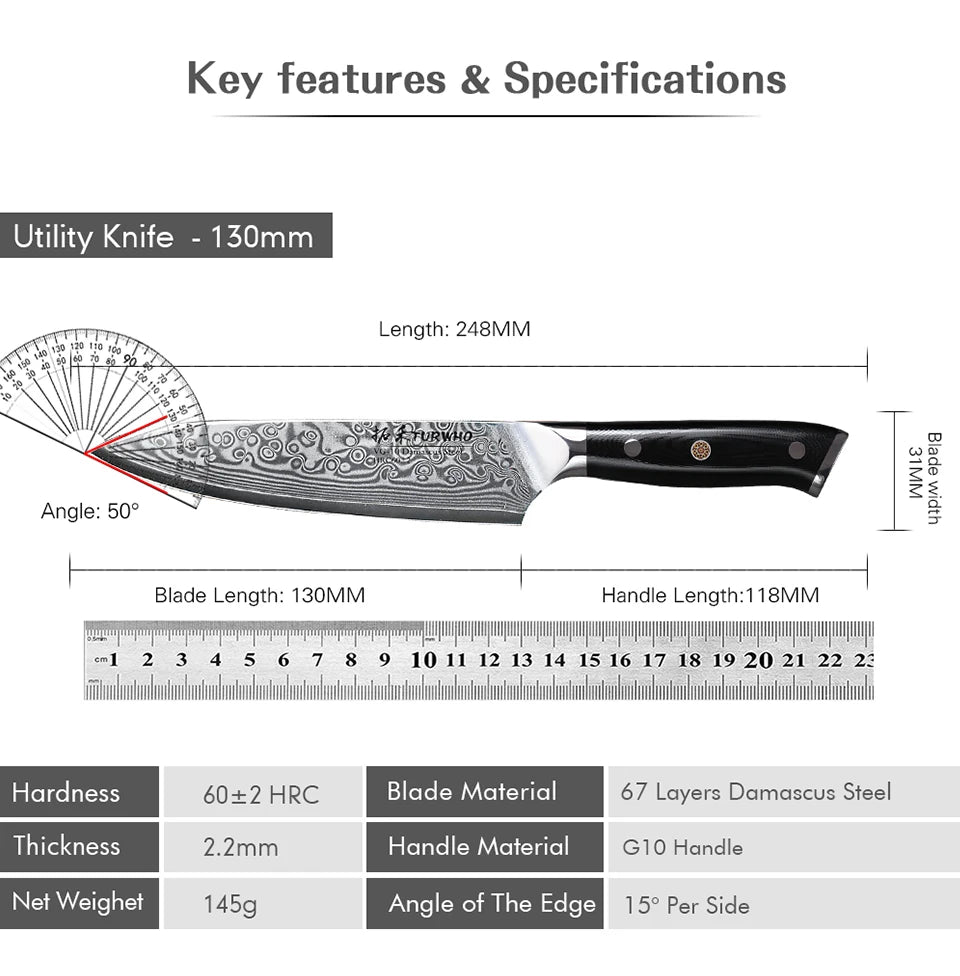 5“ Japanese 67 Layer Damascus Steel Paring Knife