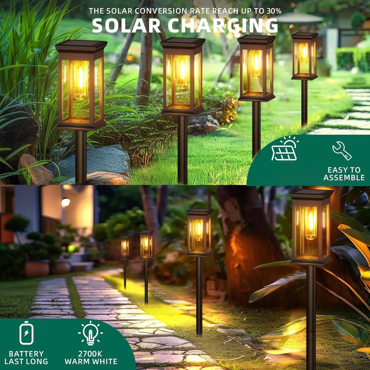 Solar Lights, Warm White, Yard/Garden Walkway
