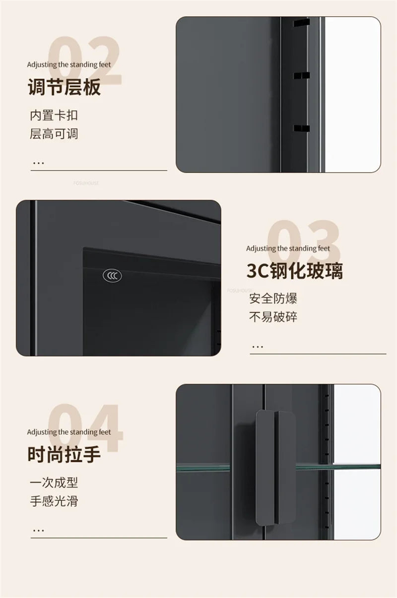 Glass Door Display Cabinet, Minimalist Light