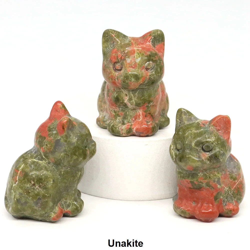 1.2" Mini Hand Carved Animal Kitty Figurine