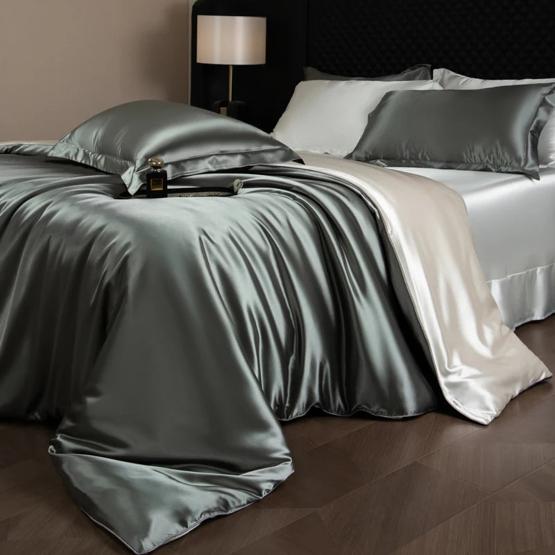 Silk Bedding Set, Duvet Cover, Fitted/Flat, Pillowcases