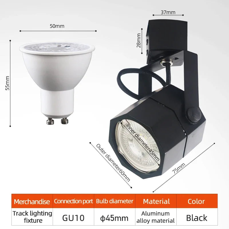 Led, Incandescent Track Light 5-10W, White, Black