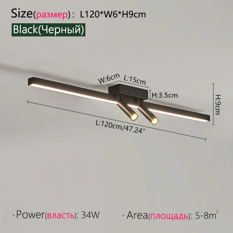 Ceiling Lamp Track Lighting, Black, White