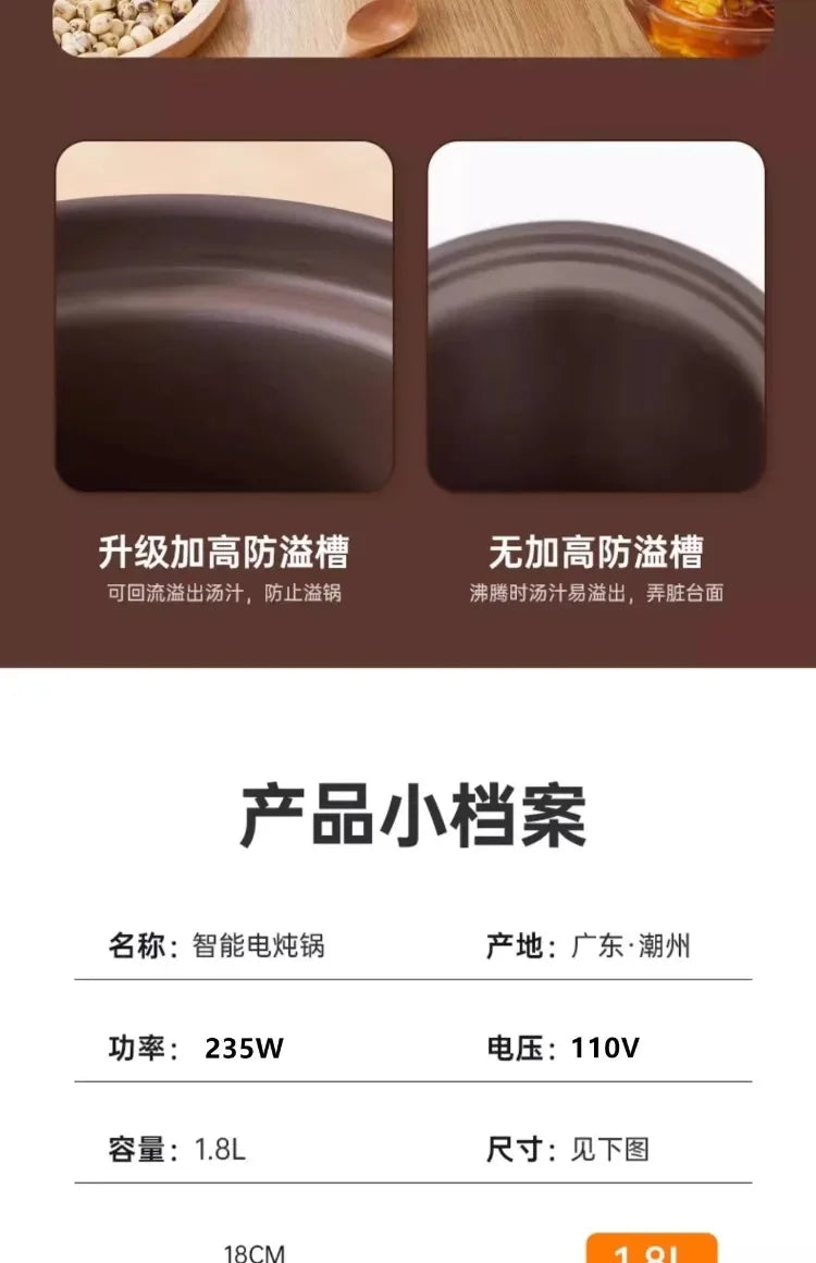 110V Electric Clay Pot Slow Cooker