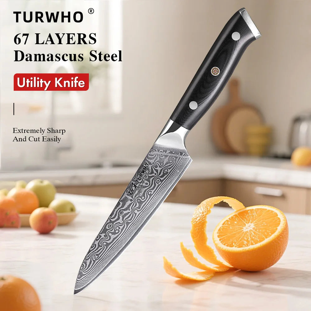 5" 67 Layer Damascus Steel Slicing, Paring Knife