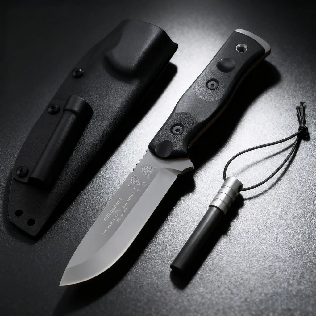 Straight knife, high-hardness 154CM alloy steel, sheath