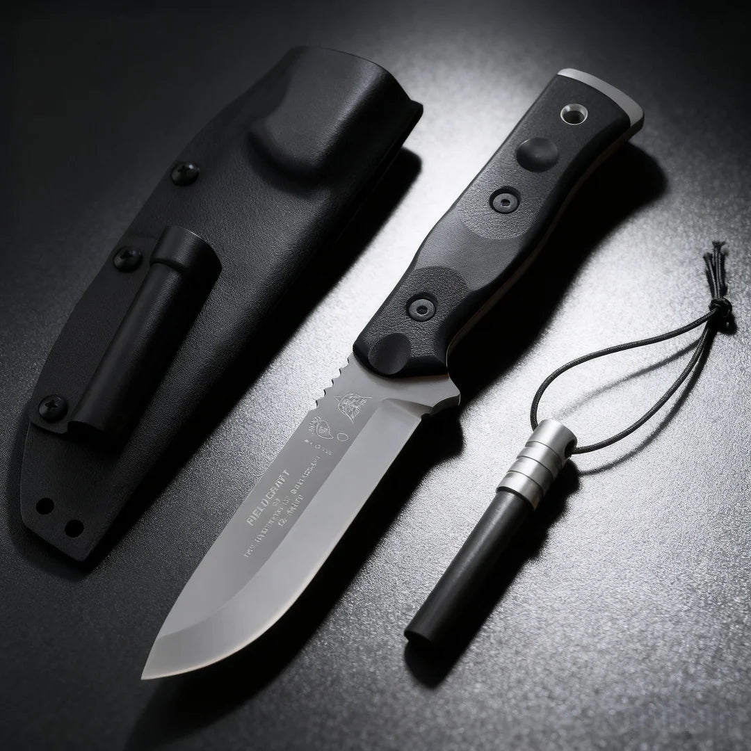Straight knife, high-hardness 154CM alloy steel, sheath