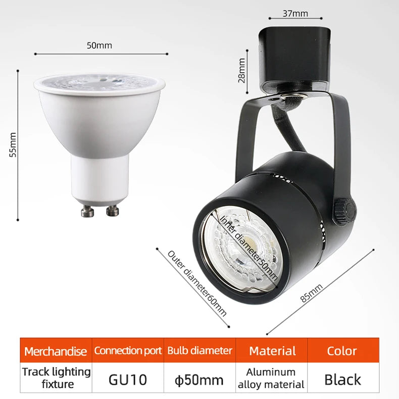 Led, Incandescent Track Light 5-10W, White, Black