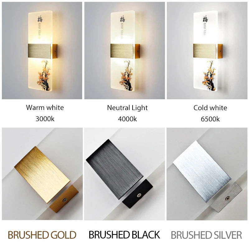 6W 10W LED Chinese Style Printing Wall Light