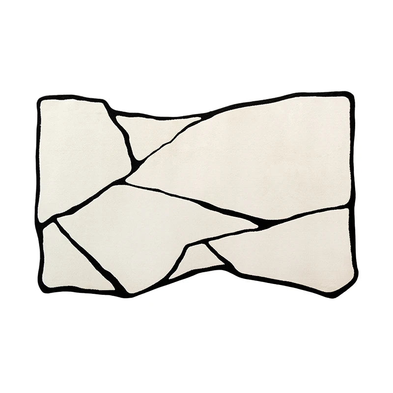 Fluffy, Soft, Plush Rugs, Black, White Lines, Washable